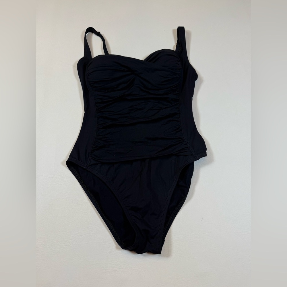 La Blanca by Rod Beattie Twist-Front One Piece Swimsuit black size 6 (bin Z) - Picture 3 of 10